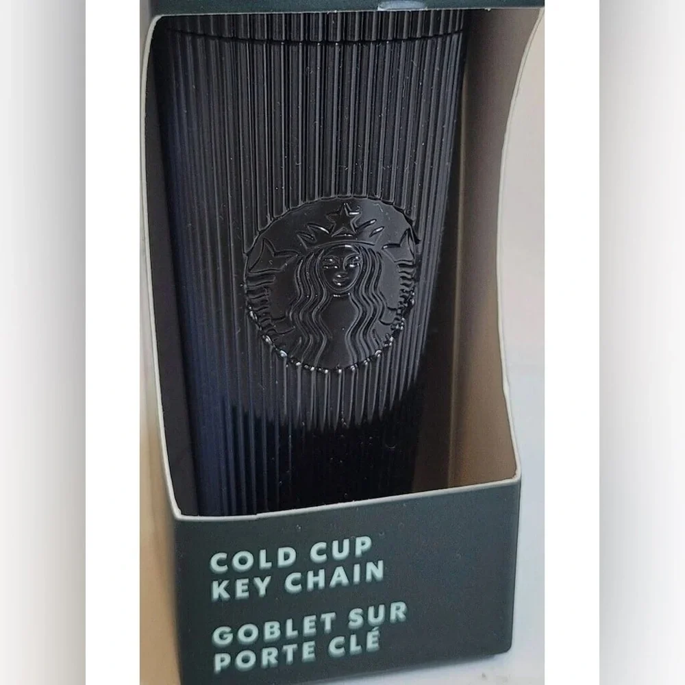 * NIB Starbucks Jet Black Pleated Metallic Core 2024 Key Chain Tumbler Cold Cup